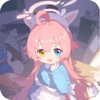 🤯 アニメ, 女の子, ピンク髪, オッドアイ, 可愛い, イラスト telegram sticker