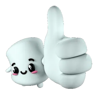 👍 Polegar para cima, Like, Emoji, Bonito, Kawaii, Gesto de mão, Positivo whatsapp sticker