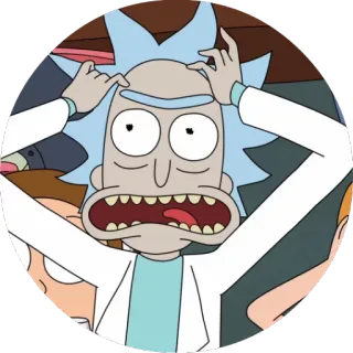 😱 Rick Sanchez Rick and Morty Rick and Morty, Rick Sanchez, kartun, animasi dewasa, fiksi ilmiah, komedi telegram sticker