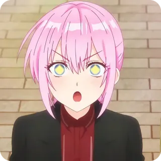 ⭐️ Anime, Fille, Cheveux roses, Surpris(e), Dessin animé, Manga, Personnage, Émotion telegram sticker