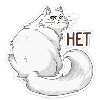 🙅‍♂️ HET แมว, ไม่, รัสเซีย, ขาว, สัตว์, น่ารัก, ตลก telegram sticker