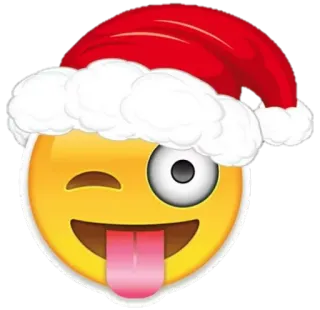 😜 emoji, natal, liburan, topi santa, wajah, lucu telegram sticker