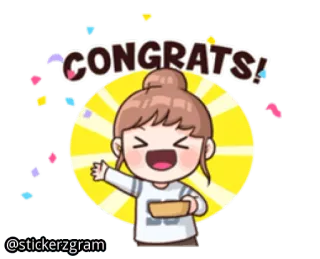 😍 CONGRATS! felicitaciones, celebración, feliz, alegre, dibujos animados telegram sticker