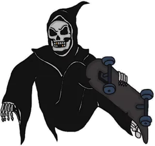 🤪 ceifador, skateboarding, morte, esqueleto, skate, assustador, adesivo telegram sticker