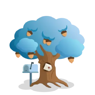 💙 tree, acorns, nature, mailbox, letter, oak tree, autumn, fall telegram sticker