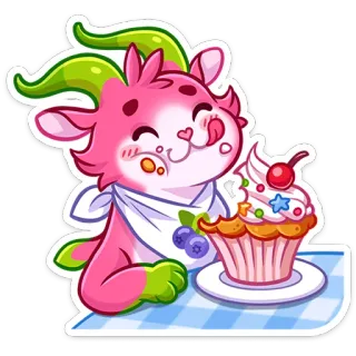 🧁 cartone animato, capra, cupcake, carino, animale, dolce, dolce telegram sticker