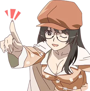 😉 Anime, Gadis, Topi, Kacamata telegram sticker