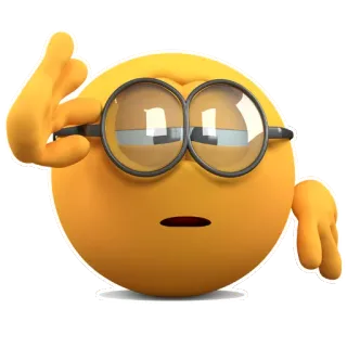 😑 อิโมจิ, กำลังคิด, สับสน, แว่นตา, สีเหลือง telegram sticker