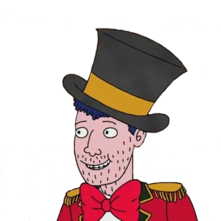😀 Kartun, Karakter, Dalang sirkus, Topi tinggi, Jas, Sirkus, Showman whatsapp sticker