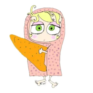 🍞 girl, character, blanket, cartoon, cute, illustration telegram sticker