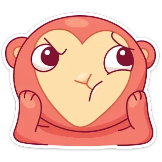 😒 małpa, słodki, kreskówka, zły, emoji, naklejka whatsapp sticker