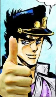 👍 Jotaro Kujo JoJo's Bizarre Adventure jotaro, jojo, anime, manga, giơ ngón tay cái telegram sticker