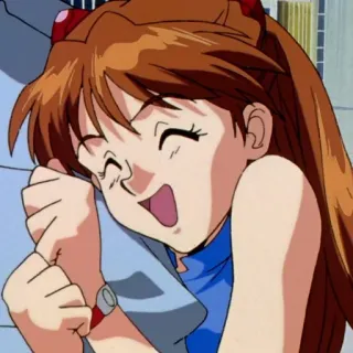 😄 Asuka Langley Soryu Neon Genesis Evangelion anime, character, red hair, cartoon, laughing telegram sticker