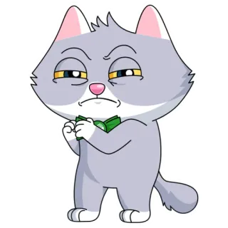 😈 chat, argent, dessin animé, animal, autocollant, richesse, mignon telegram sticker