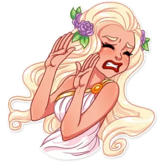 ✋ женщина, блондинка, плачет, отвращение, цветы, эмоции telegram sticker