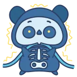 ☠️ skeleton, bear, cartoon, halloween, cute, sticker telegram sticker