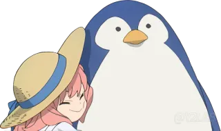 🐧 Animé, Pingouin, Mignon, Fille, Dessin animé telegram sticker
