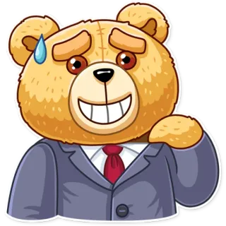 😅 boneka beruang, setelan jas, cemas, kartun, emoji, stiker telegram sticker