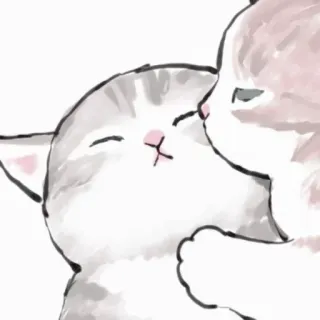 😽 chat, chaton, mignon, animal, aquarelle, animal de compagnie, câlin, amour telegram sticker