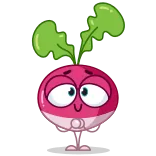 😊 radis, légume, dessin animé, nourriture, mignon telegram sticker