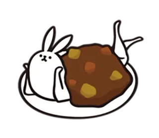 🍛 lapin, nourriture, assiette, dessin animé, mignon, animal whatsapp sticker