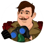 😍 man, binoculars, cartoon, investigator, spy, mustache telegram sticker
