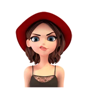😚 kartun, gadis, topi merah, wanita, imut whatsapp sticker