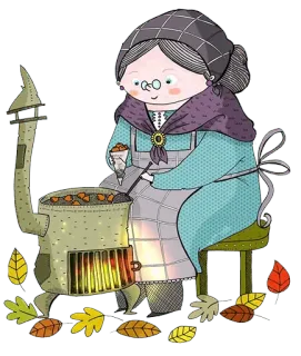 🍂 할머니, 요리, 빈티지, 불, 스토브 telegram sticker
