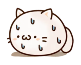 🐱 кот, пот, нервный, милый, эмодзи, стикер, белый, животное telegram sticker