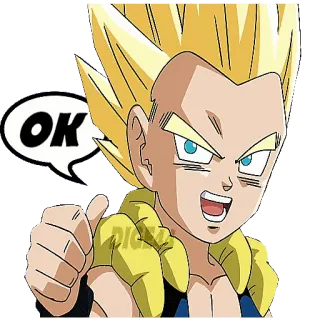 🆗 Gotenks Dragon Ball Z OK Anime, Dragon Ball Z, Gotenks, Ok, Stiker, Kartun whatsapp sticker