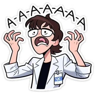 😳 AAAAAAA naukowiec, krzyczący, sfrustrowany, zszokowany, przestraszony telegram sticker
