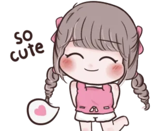 🥺 漫画, 女の子, 可愛い, ピンク, ハート, 愛 telegram sticker