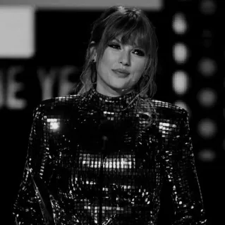🍂 Taylor Swift cantante, compositor, estrella pop, celebridad, blanco y negro, retrato telegram sticker