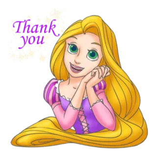 😚 Rapunzel Thank You disney, danke, dankbarkeit, prinzessin, animiert, cartoon telegram sticker