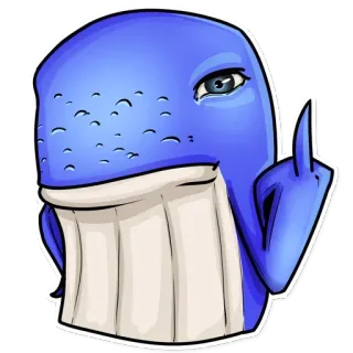🖕 baleia, desenho animado, azul, ofensivo, dedo do meio telegram sticker