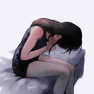 🥢 sad, woman, crying, depression, loneliness, emotional, melancholy, sorrow telegram sticker