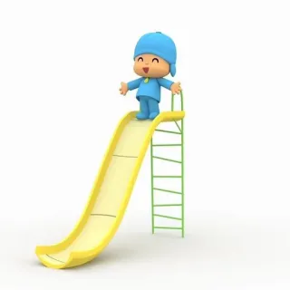 ☀️ Pocoyo Мультфильм, Ребенок, Горка, Играть, Желтый telegram sticker