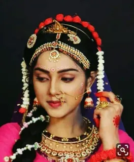 😌 woman, indian, traditional, jewelry, portrait, beautiful telegram sticker