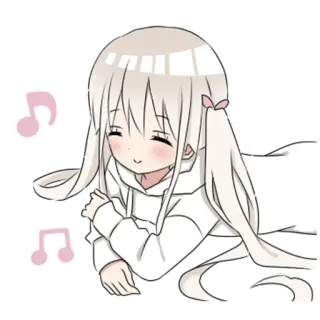 ☺️ аниме девушка, милый, ноты, улыбается, мультик, каваий telegram sticker