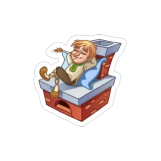 🙃 만화, 굴뚝, 수면, 휴식, 캐릭터 telegram sticker
