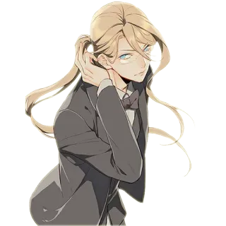 ☺️ Anime, Illustration, Manga, Smoking, Cheveux blonds, Yeux bleus, Portrait whatsapp sticker
