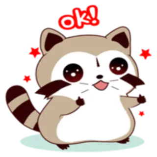 👌 Off mapache, lindo, dibujos animados, pegatina, animal whatsapp sticker