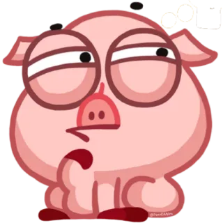 🤔 babi, kartun, lucu, binatang, kacamata telegram sticker