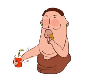 👽 Мультфильм, Еда, Пончик, Газировка, Иллюстрация, Ожирение telegram sticker