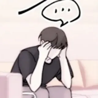 🍢 ... myślenie, zmartwiony, zestresowany, zaniepokojony, rozżalony, dymek myśli, kreskówka telegram sticker