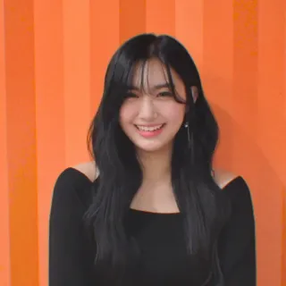 😋 女性, ポートレート, 笑顔, ロングヘア telegram sticker