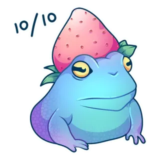 👍 10/10 żaba, truskawka, słodki, zwierzę, kreskówka telegram sticker