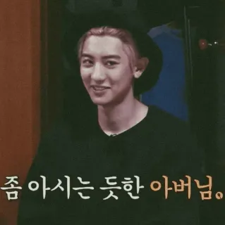 💿 좀 아시는 듯한 아버님. pria, topi, senyum, korea telegram sticker
