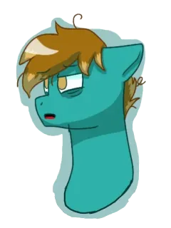 🤧 Poni, Dibujo animado, Pegatina, Personaje, Verde azulado, Pelo castaño telegram sticker