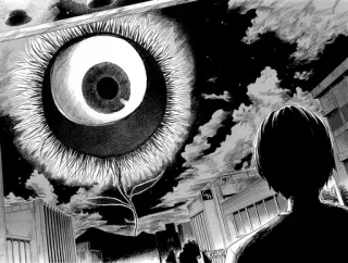 🌼 olho, surreal, paisagem urbana, mangá, anime, olhar fixo, abstrato, sinistro whatsapp sticker